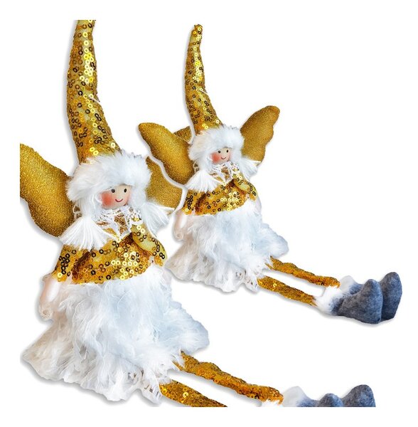 Božićna figura – sjedeći anđeo od pliša, 34 cm