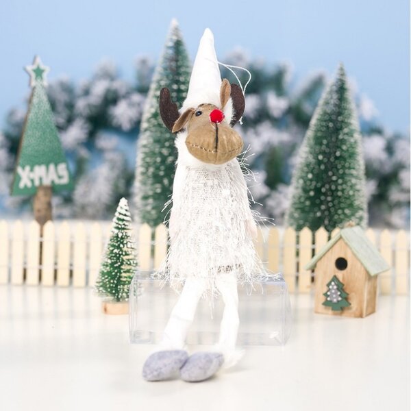 Božićna figura – sjedeći sob od pliša, 37 cm, bijela