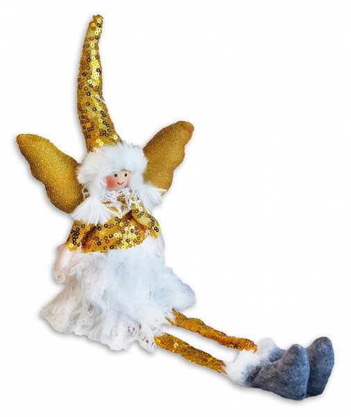 Božićna figura – sjedeći anđeo od pliša, 34 cm