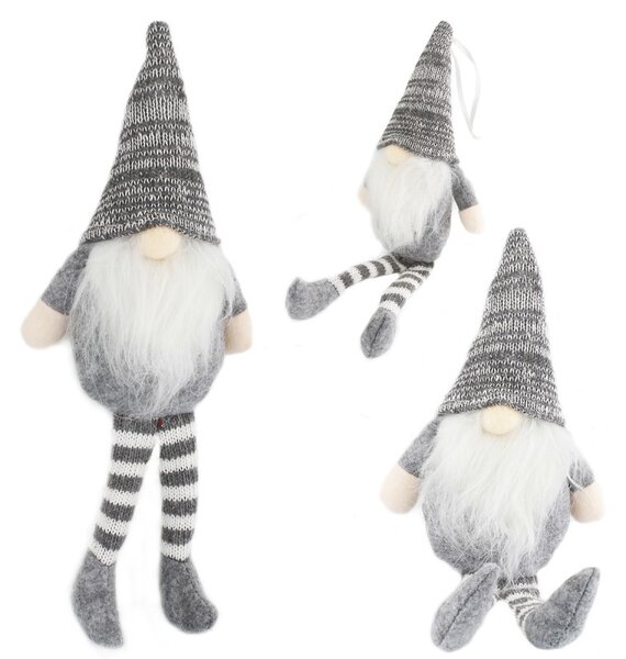 Božićna figura – Djed Božićnjak od pliša, 18 cm, bijela