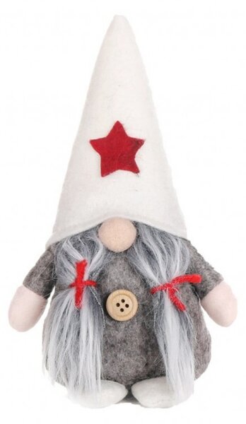 Božićna figura – patuljak od pliša, 19 cm, bijela