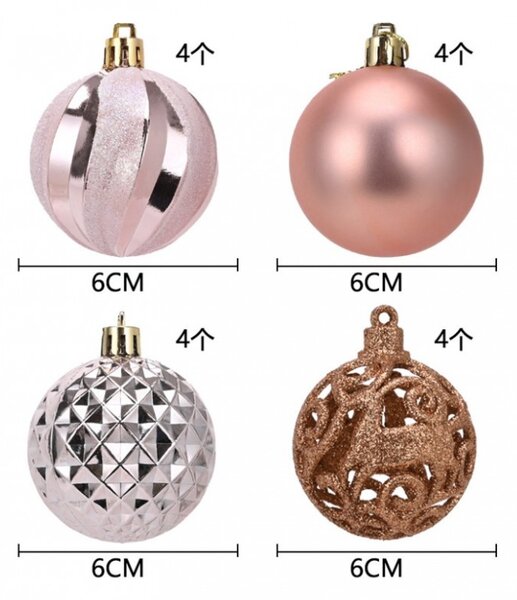 Kuglice za bor – set od 16 kom, 6 cm