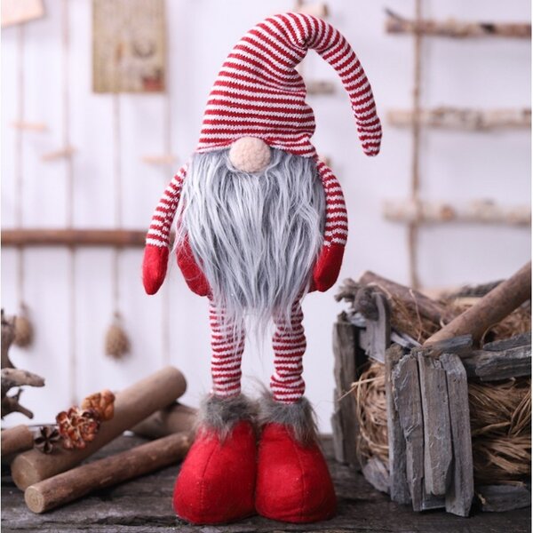 Božićna figura – patuljak od pliša, 51 cm, crvena