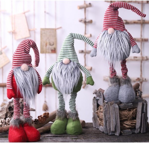 Božićna figura – patuljak od pliša, 51 cm, crvena