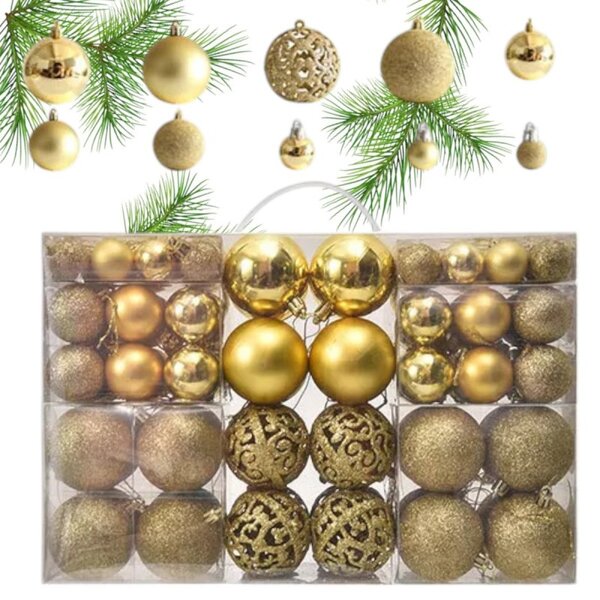 Kuglice za bor – set od 100 kom, 36×23×12 cm, zlatne