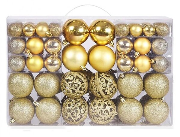 Kuglice za bor – set od 100 kom, 36×23×12 cm, zlatne