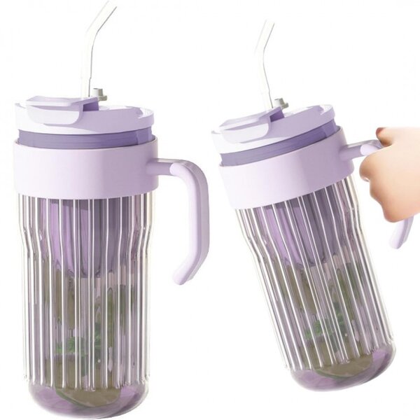 Šalica – sa slamkom, 550 ml, ljubičasta