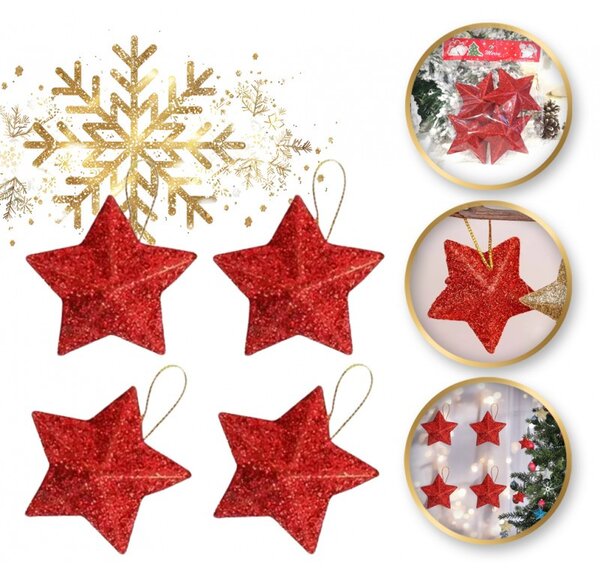 Kuglice za bor – set od 4 kom, 7 cm, crvene