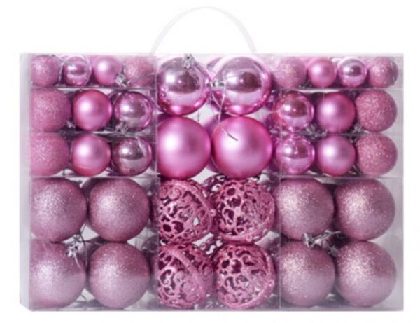 Kuglice za bor – set od 100 kom, 36×23×12 cm, roze