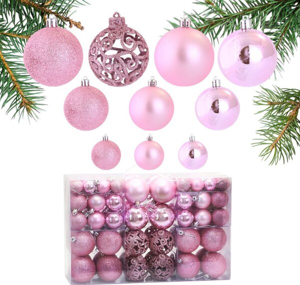 Kuglice za bor – set od 100 kom, 36×23×12 cm, roze