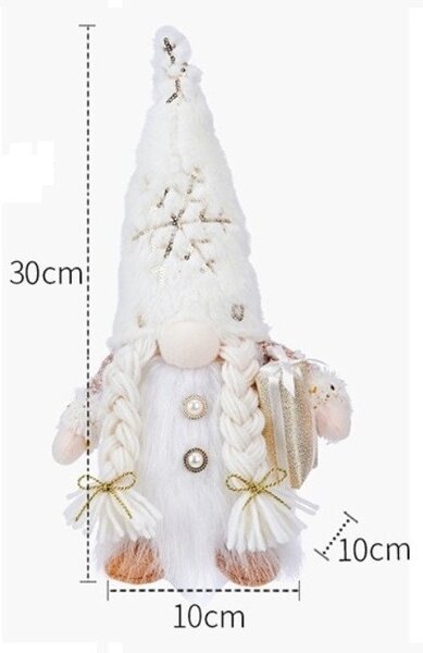 Božićna figura – patuljak od pliša, 30 cm, zlatna