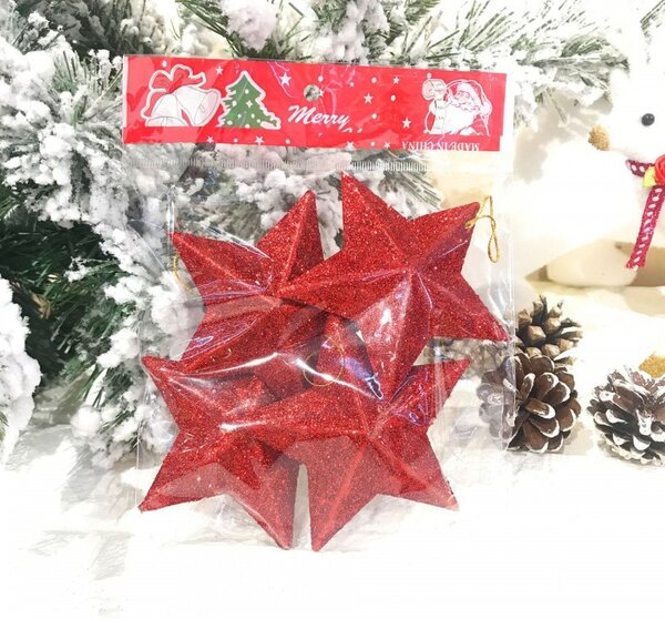 Kuglice za bor – set od 4 kom, 7 cm, crvene
