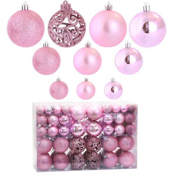 Kuglice za bor – set od 100 kom, 36×23×12 cm, roze