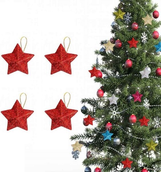 Kuglice za bor – set od 4 kom, 7 cm, crvene