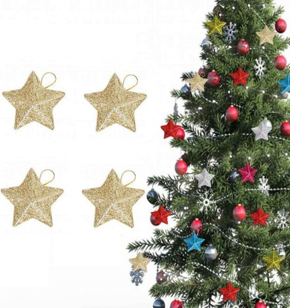 Kuglice za bor – set od 4 kom, 7 cm, zlatne