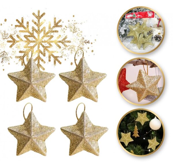 Kuglice za bor – set od 4 kom, 7 cm, zlatne
