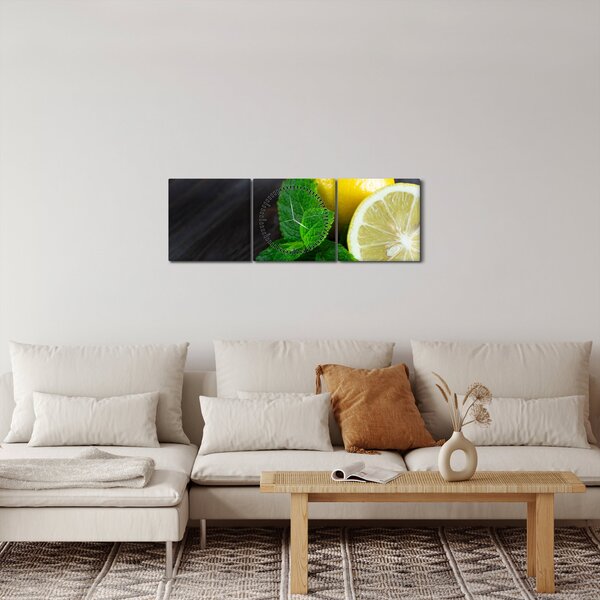 Slika limuna i mente na stolu (sa satom) (90x30 cm)