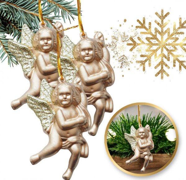 Kuglice za bor – set od 3 kom, 14×13 cm, zlatne