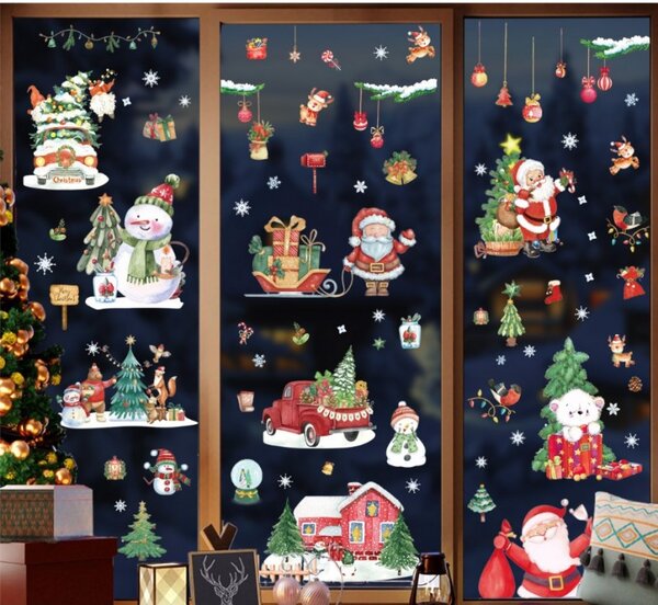 Božićne naljepnice za prozor – 9 listova, 20×30 cm