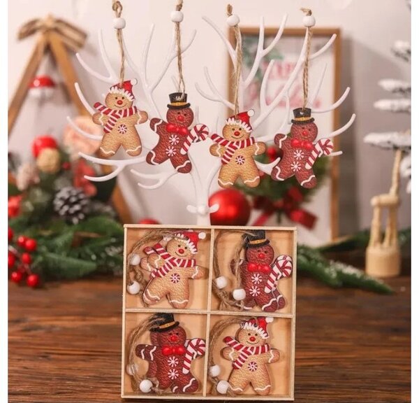 Kuglice za bor – set od 12 kom, drvo, 6,5×5 cm