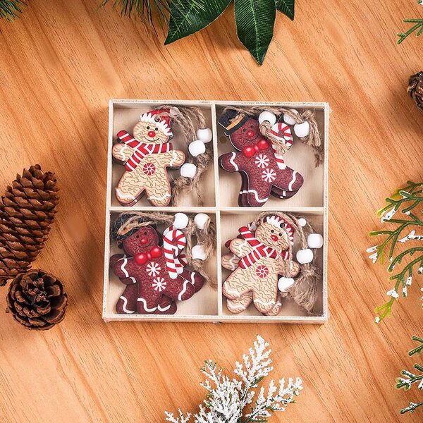 Kuglice za bor – set od 12 kom, drvo, 6,5×5 cm