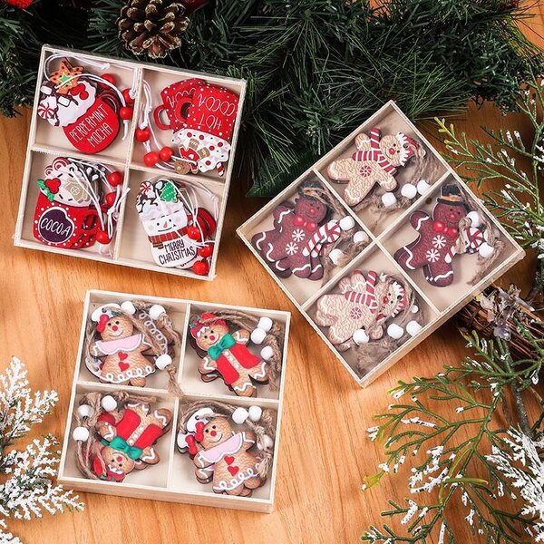 Kuglice za bor – set od 12 kom, drvo, 6,5×5 cm