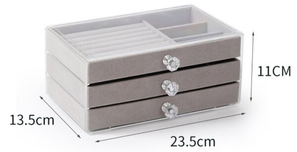 Ormarić za nakit – s ladicama, od baršuna, 23,5×13×11 cm, bež