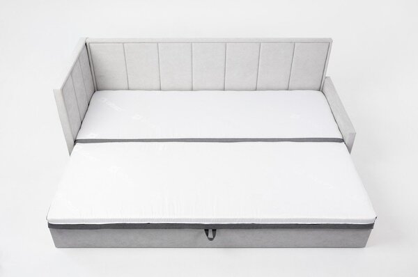 Siva sklopiva/s prostorom za odlaganje sofa od šenila 214 cm Fulgeo – ELTAP