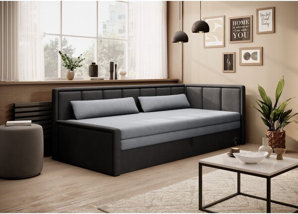 Tamno siva sklopiva/s prostorom za odlaganje sofa od šenila 214 cm Fulgeo – ELTAP