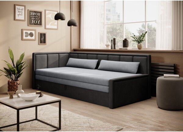 Tamno siva sklopiva/s prostorom za odlaganje sofa od šenila 214 cm Fulgeo – ELTAP