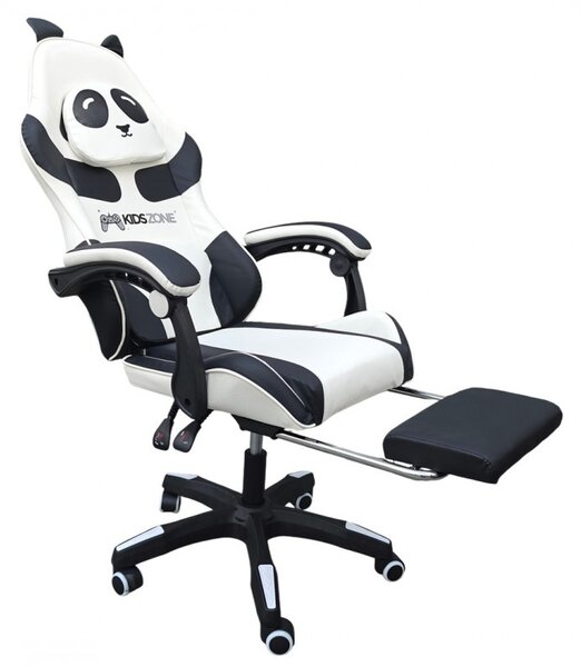 Gaming stolica – Panda, s masažerom i naslonom za noge, 82×32×59 cm