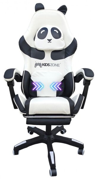 Gaming stolica – Panda, s masažerom i naslonom za noge, 82×32×59 cm
