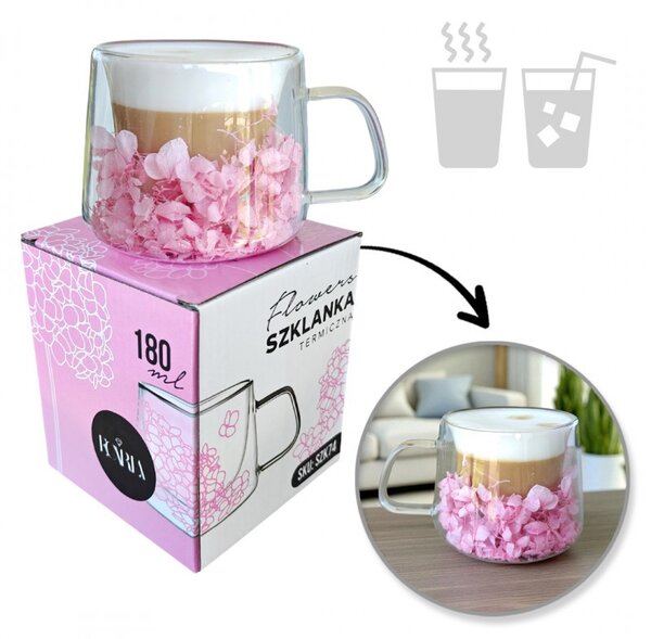 Termo čaša s cvijećem, 180 ml, bež