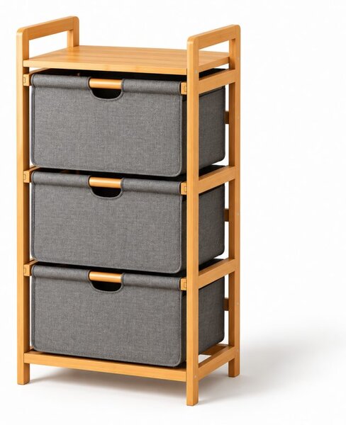 Polica – bambus, s ladicama, 32×45×96 cm