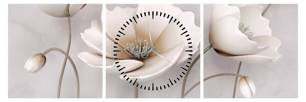 Slika bijelog cvijeća (sa satom) (90x30 cm)