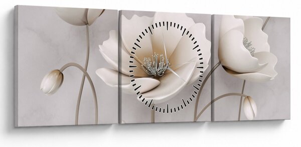 Slika bijelog cvijeća (sa satom) (90x30 cm)