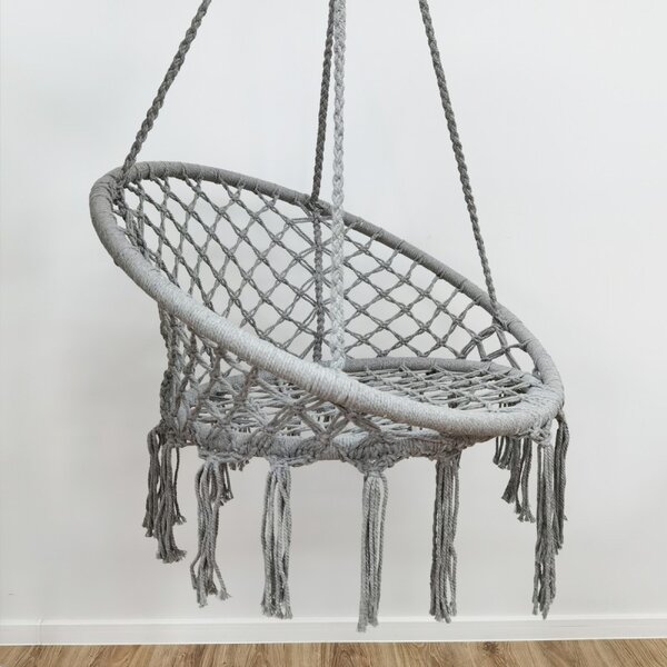 Viseća fotelja – kokon, 82×82×5 cm, siva