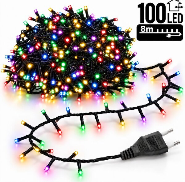 Božićne lampice – 100 LED, za unutra i van, 12×7×6 cm, šarene