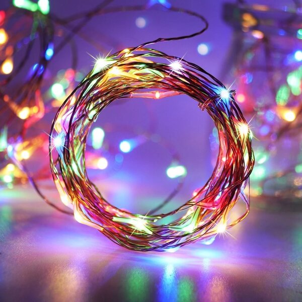 Božićne lampice – 20 LED, za unutra i van, 20 m, šarene