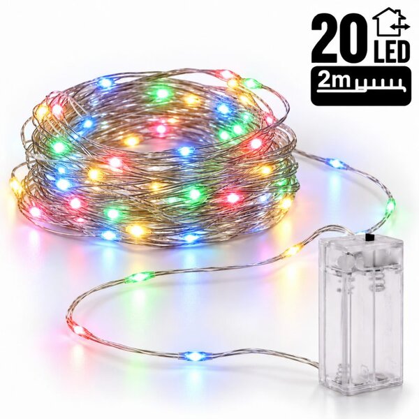 Božićne lampice – 20 LED, za unutra i van, 20 m, šarene
