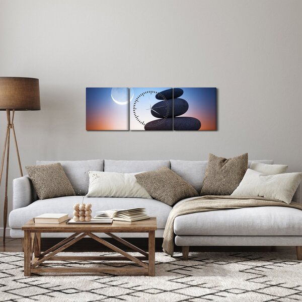 Slika naslaganog kamenja jedno na drugo (sa satom) (90x30 cm)