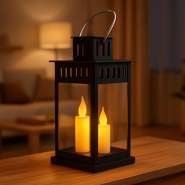 Svijećnjak – LED, 8×15 cm, crni