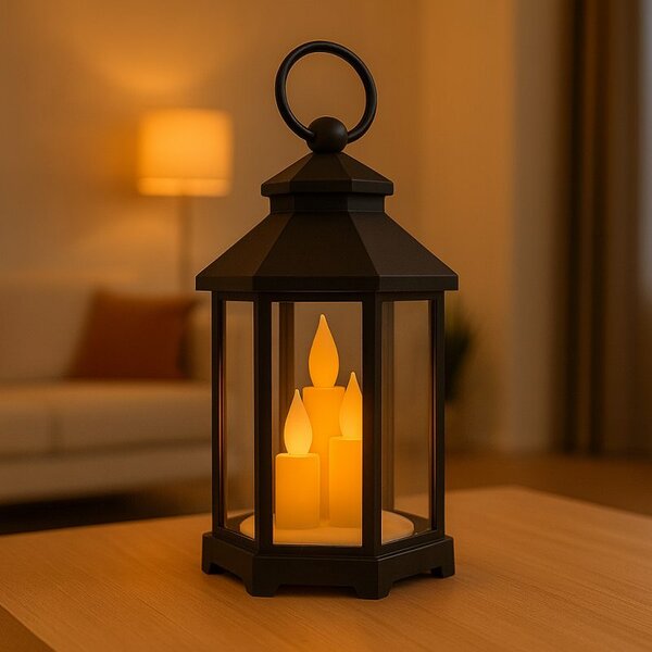 Svijećnjak – LED, 12×21 cm, crni