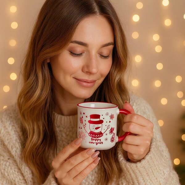 Božićna šalica – u poklon kutiji, 350 ml, bijela, KB13