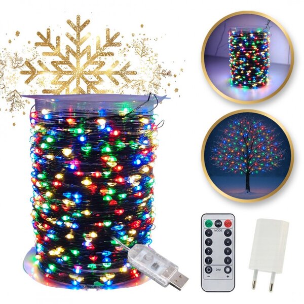 Božićne lampice – 1000 LED, za unutra i van, 9×15 cm, šarene