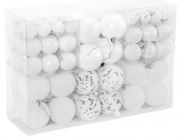 Kuglice za bor – set od 100 kom, 36×24×12 cm, bijele