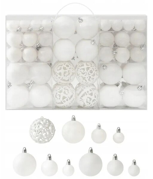 Kuglice za bor – set od 100 kom, 36×24×12 cm, bijele