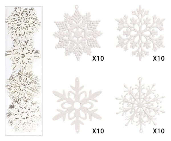 Kuglice za bor – set od 40 kom, 10 cm, bijele