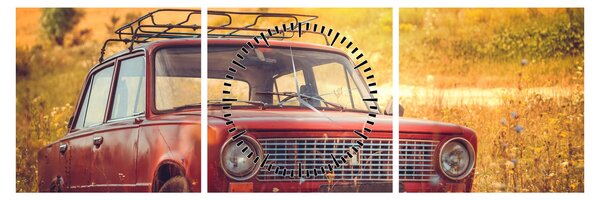 Slika automobila u polju (sa satom) (90x30 cm)