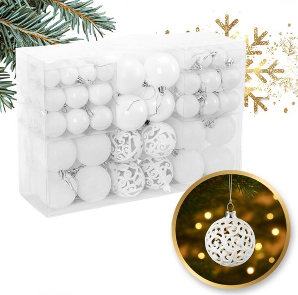Kuglice za bor – set od 100 kom, 36×24×12 cm, bijele